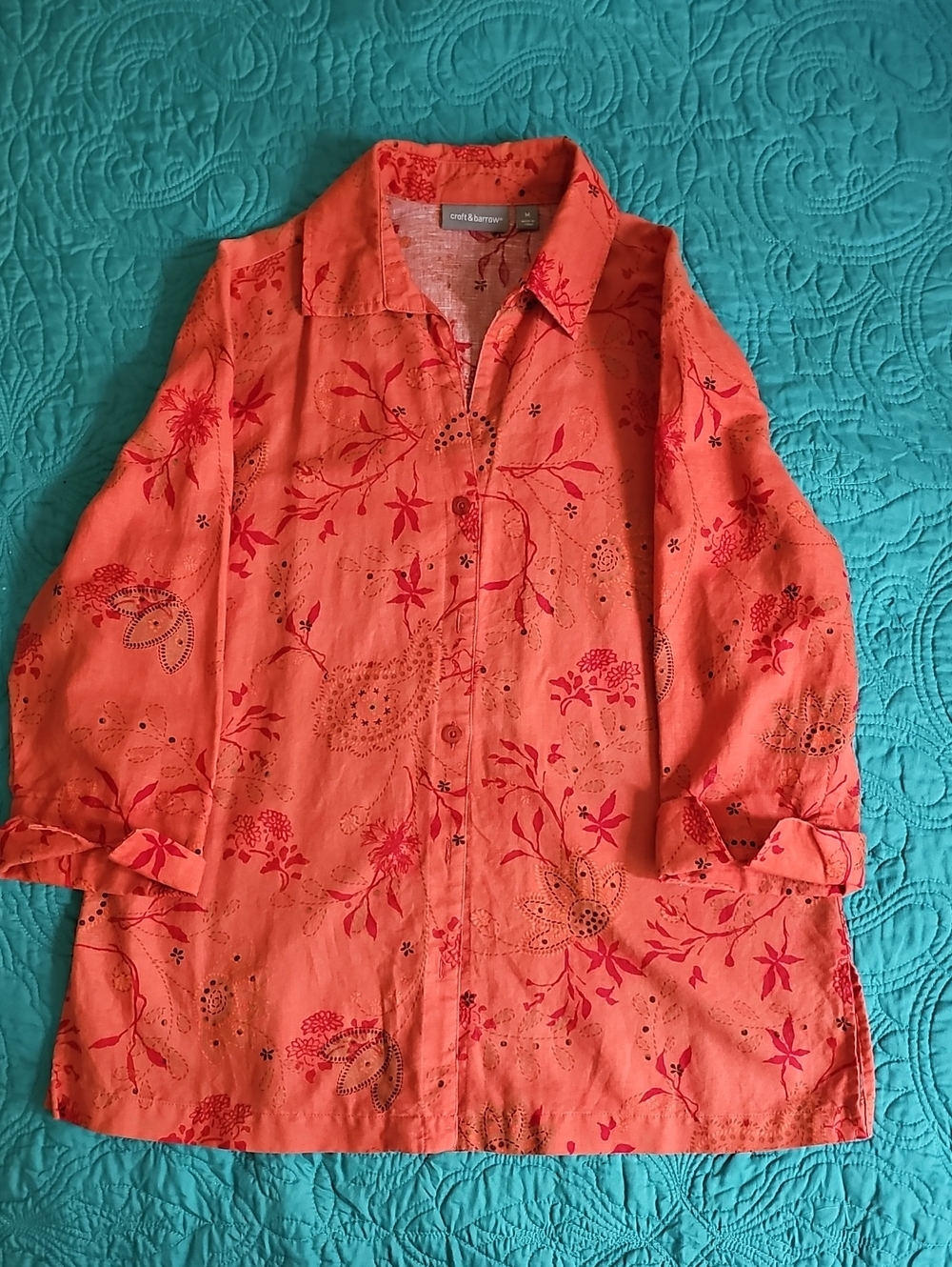 croft & barrow Coral Floral Button-Front Jacket